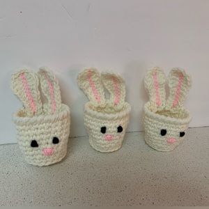 Bunny Baskets Cups Size Easter Mini New Three Handmade Crochet